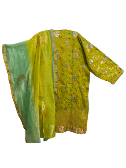 Semi Stitched Chanderi Formal Suitset