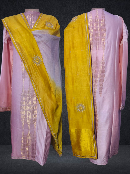 Semi Stitched Formal chanderi Suitset