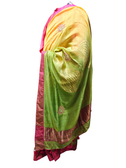 Formal Chanderi Zari Woven With Gota Saree