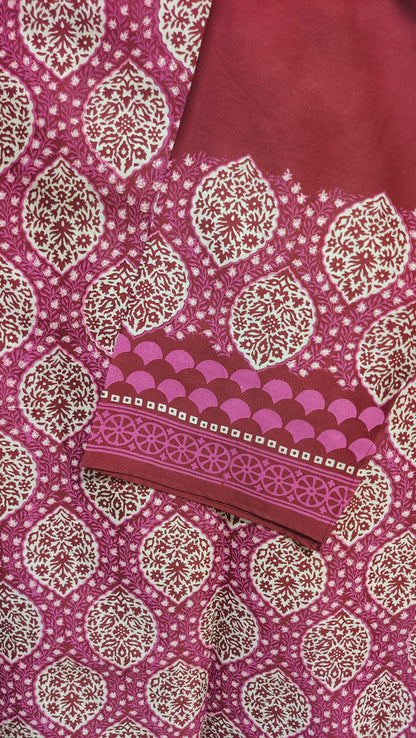 Semi Stitched Chanderi Casual suitset