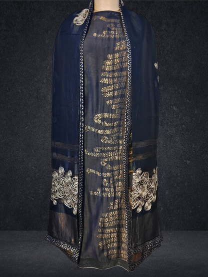 Semi Stitched Chanderi formal Suitset