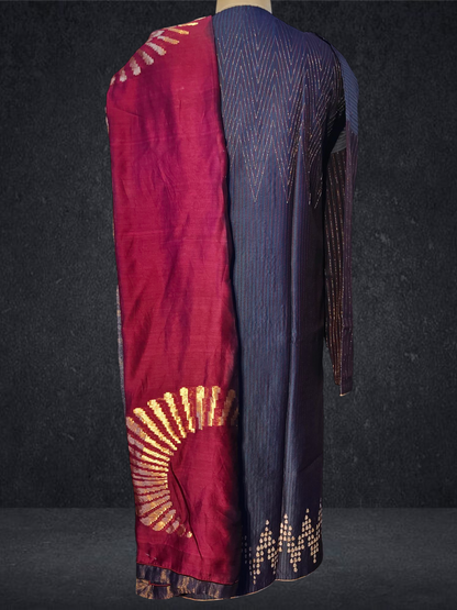 Semi Stitched Chanderi Formal Suitset