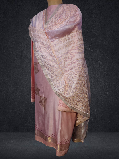 Semi Stitched Chanderi Formal Suitset