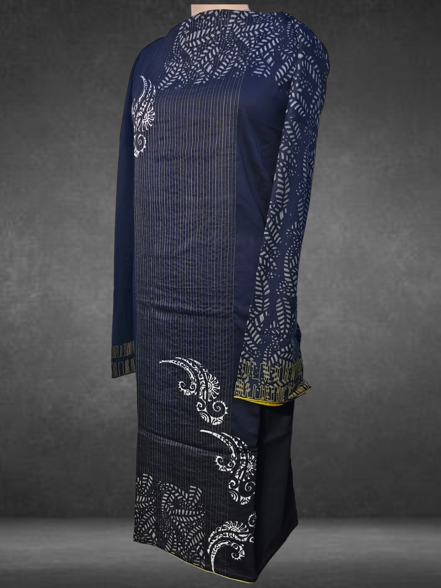 Semistitched Cotton Block Printed Kurta