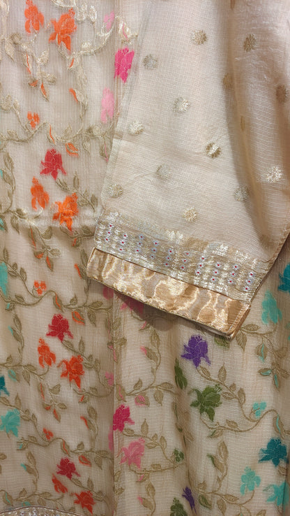 Semi Stitched Chanderi Formal Suitset