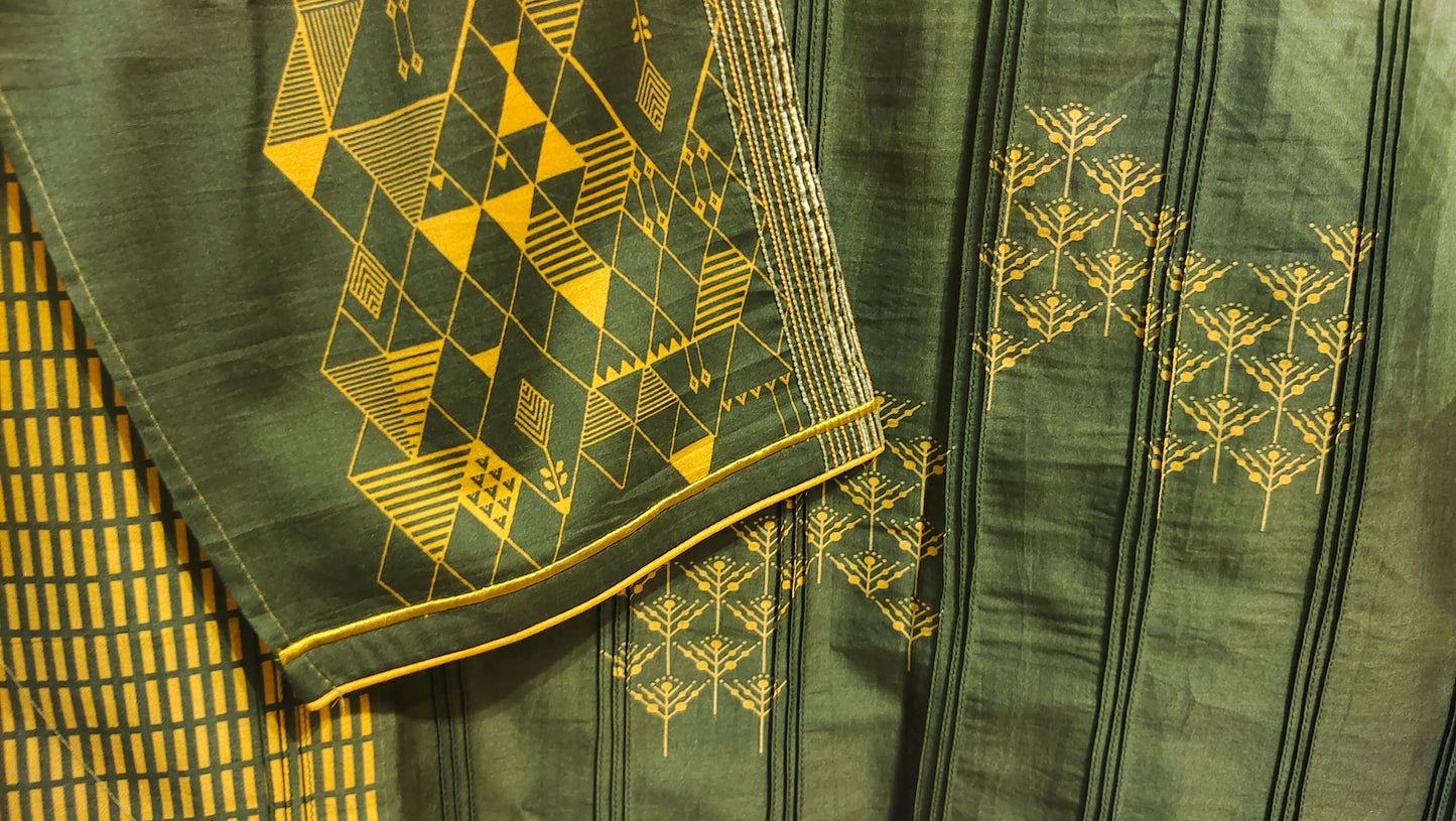 Semi Stitched printed chanderi Tunic