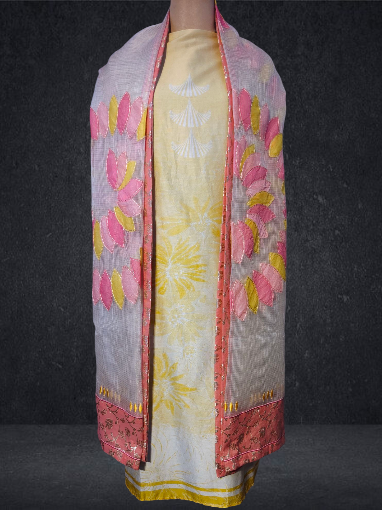 Semi Stitched Chanderi Formal Suitset