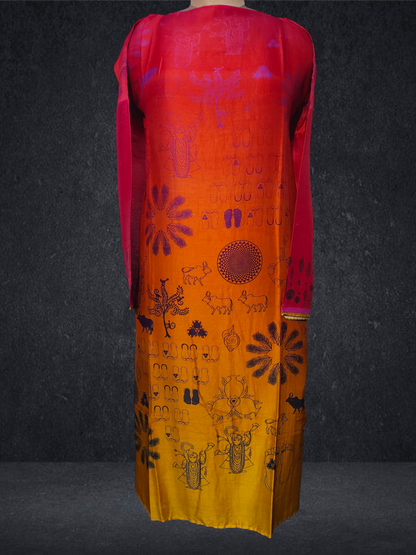 Semi Stitched Chanderi Casual Suitset