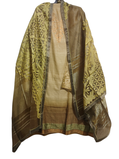 Semi Stitched Formal chanderi Suitset
