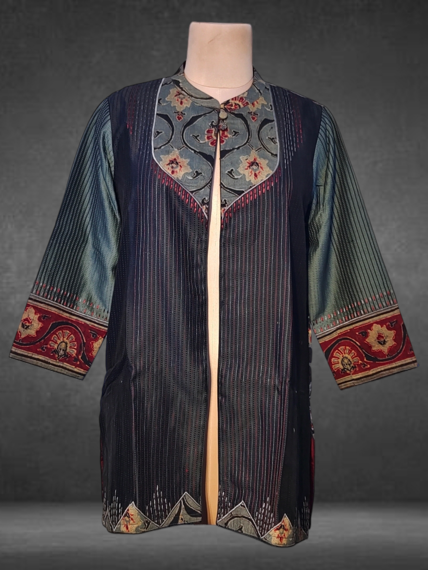 Formal Silk Ajrakh Short Jacket