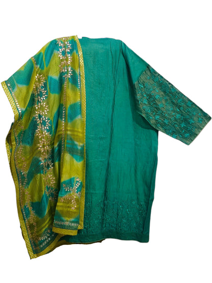 Semi Stitched Chanderi Formal Suitset