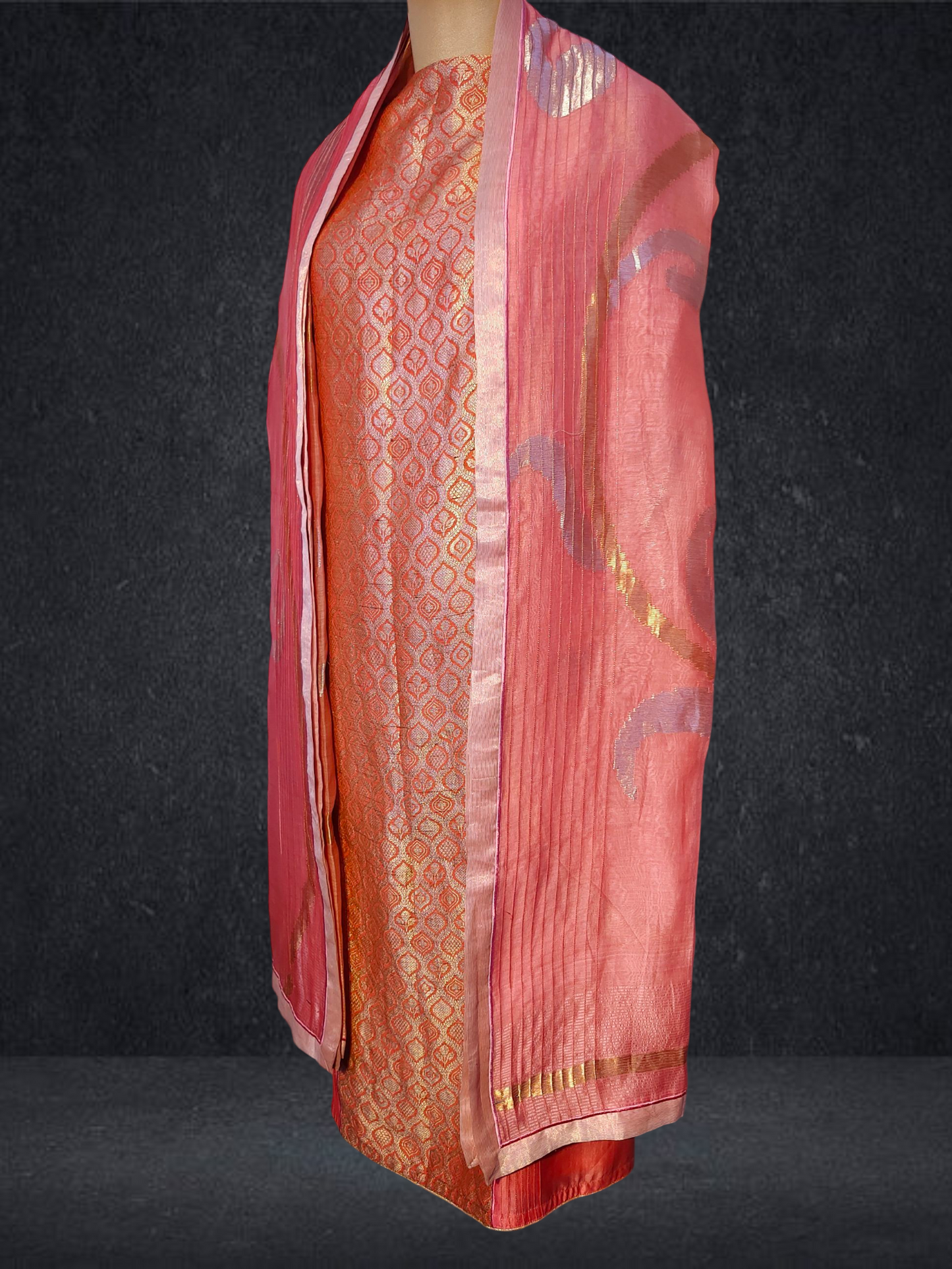 Semi Stitched Formal chanderi Suitset