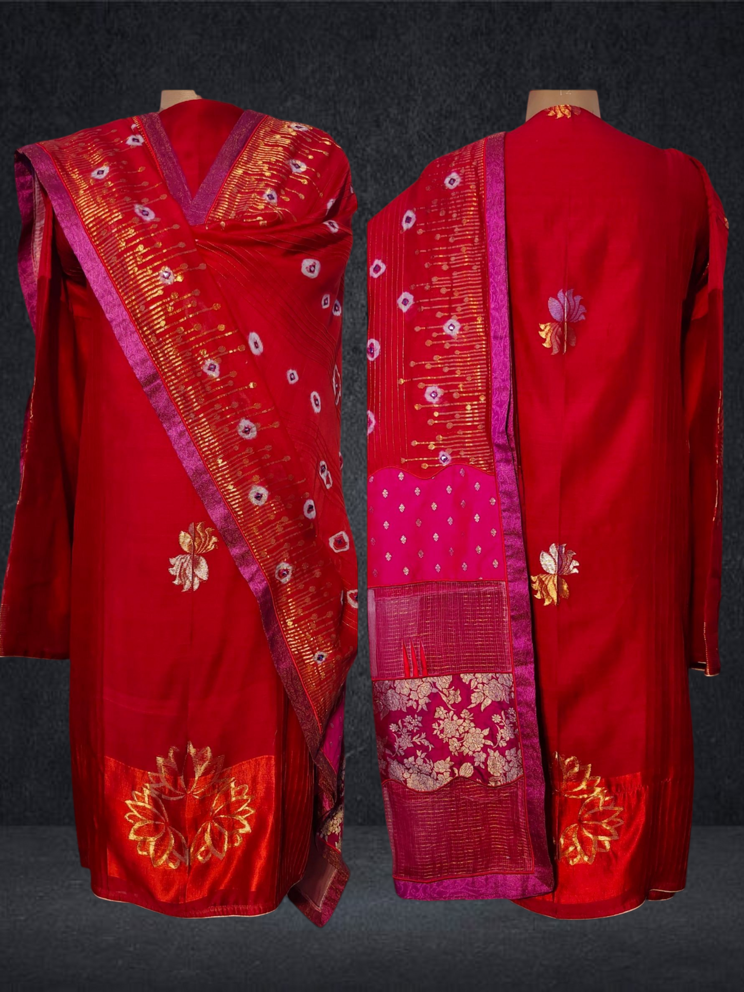 Semi Stitched Formal chanderi Suitset