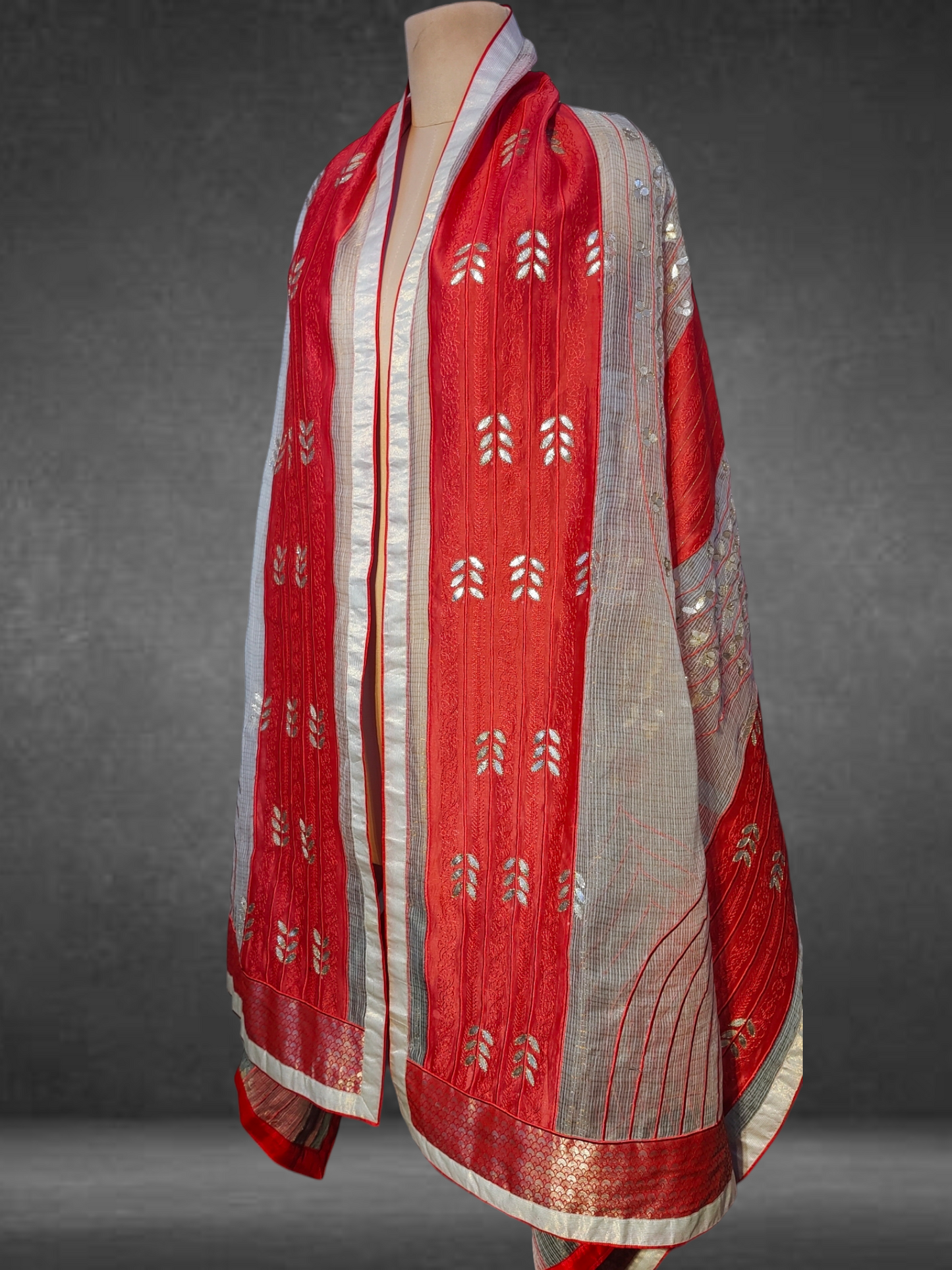 Chanderi Zari Woven Gota Dupatta