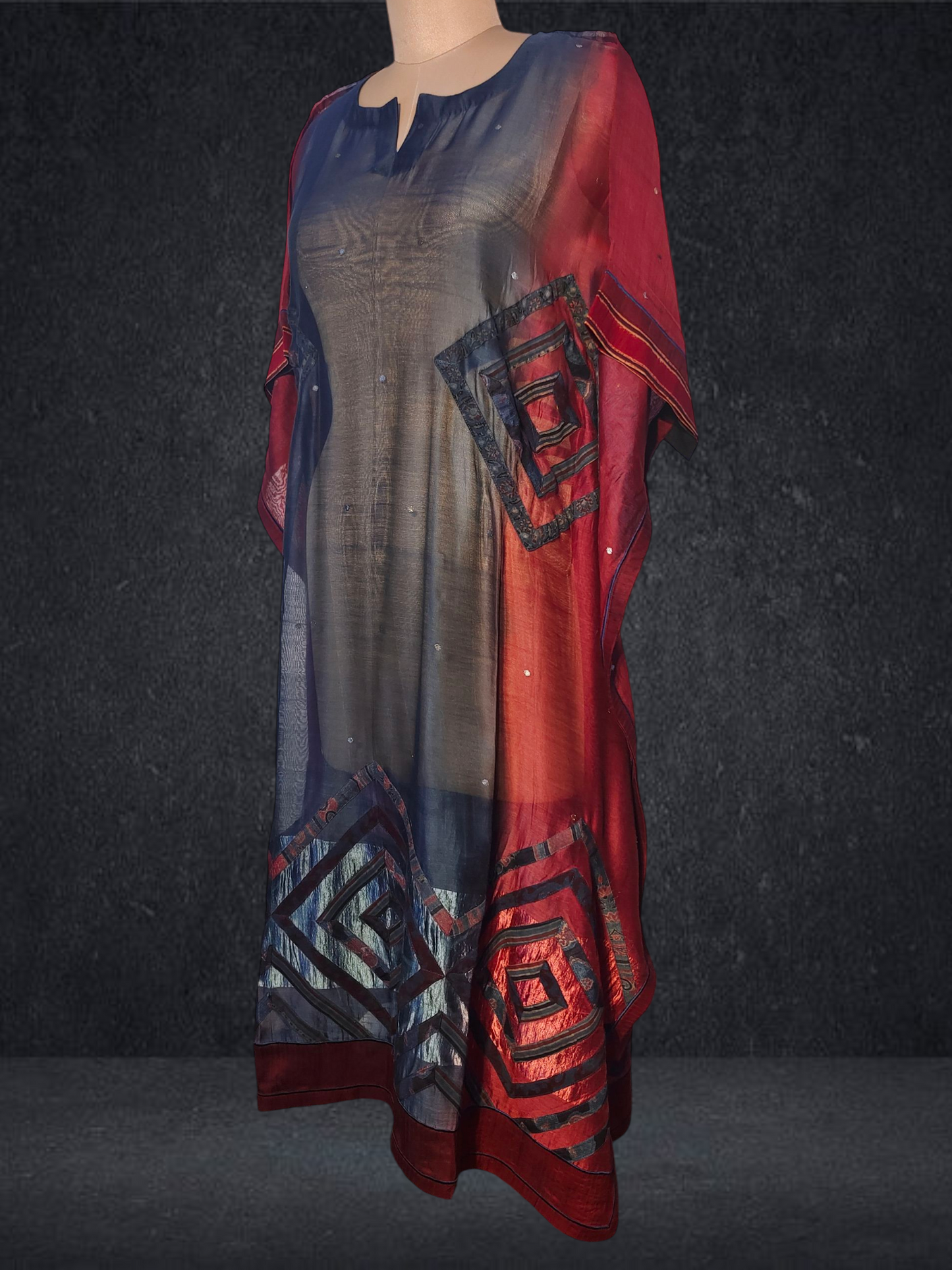 Stitched Chanderi Ajrakh Kaftan VISHAL KAPUR STUDIO