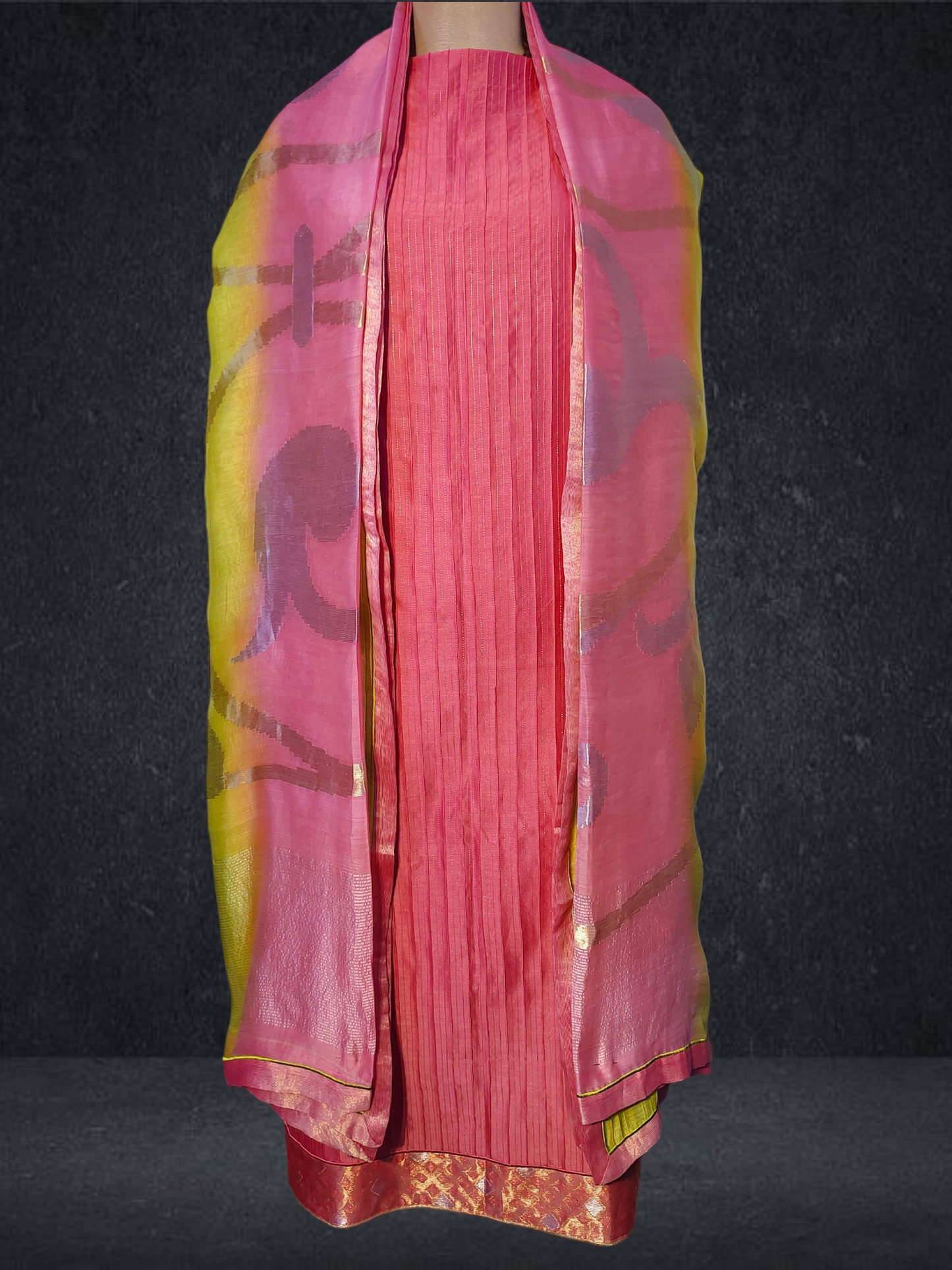 Semi Stitched Formal chanderi Suitset