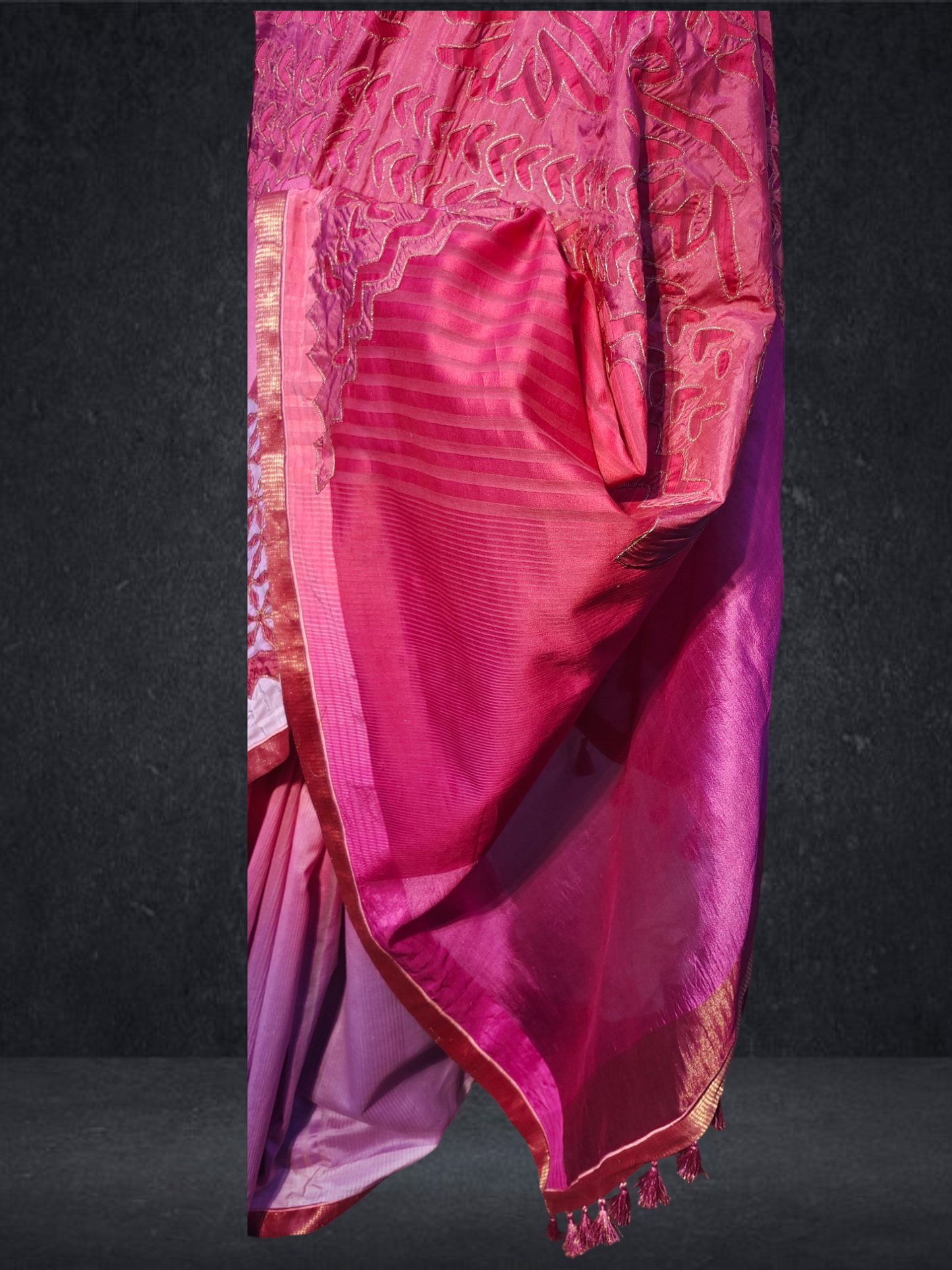 Formal Silk Katab Applique Saree