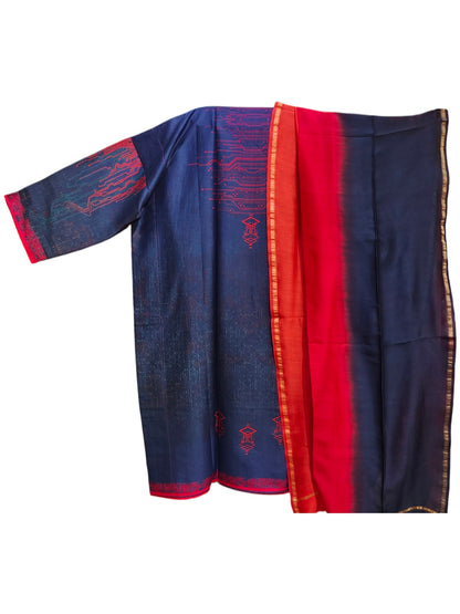 Semi Stitched Chanderi Casual Suitset