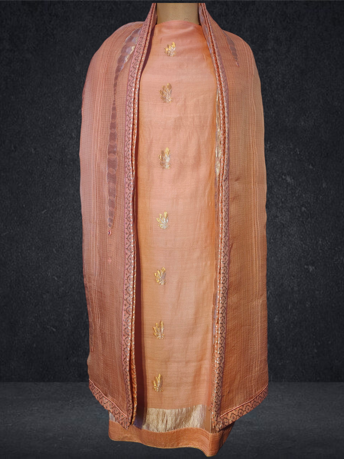 Semi Stitched Formal chanderi Suitset