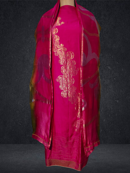 Semi Stitched Formal chanderi Suitset