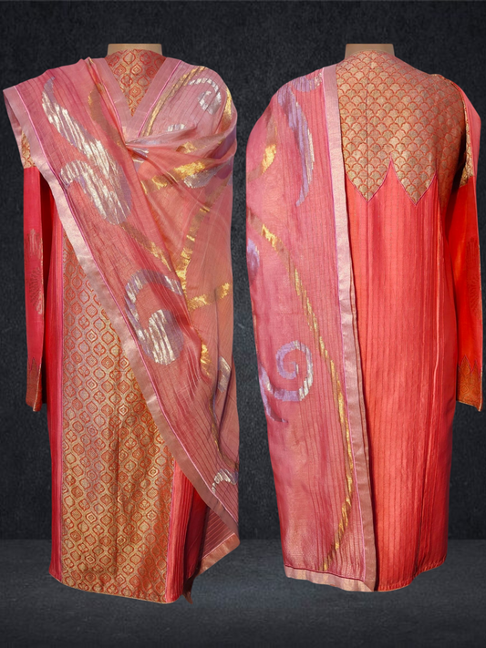 Semi Stitched Formal chanderi Suitset