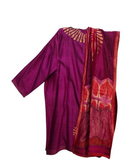 Semi Stitched Chanderi Formal Suitset