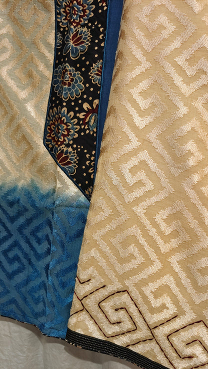 Semi Stitched Chanderi Ajrak Short Tunic
