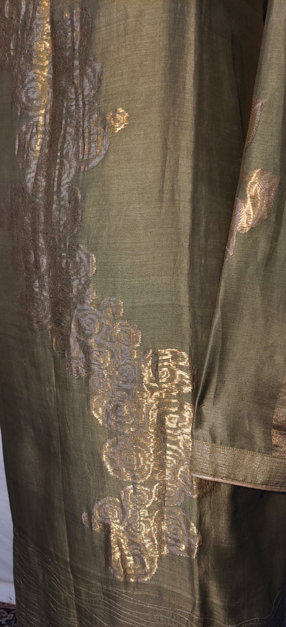 Semi Stitched Chanderi Formal Suitset