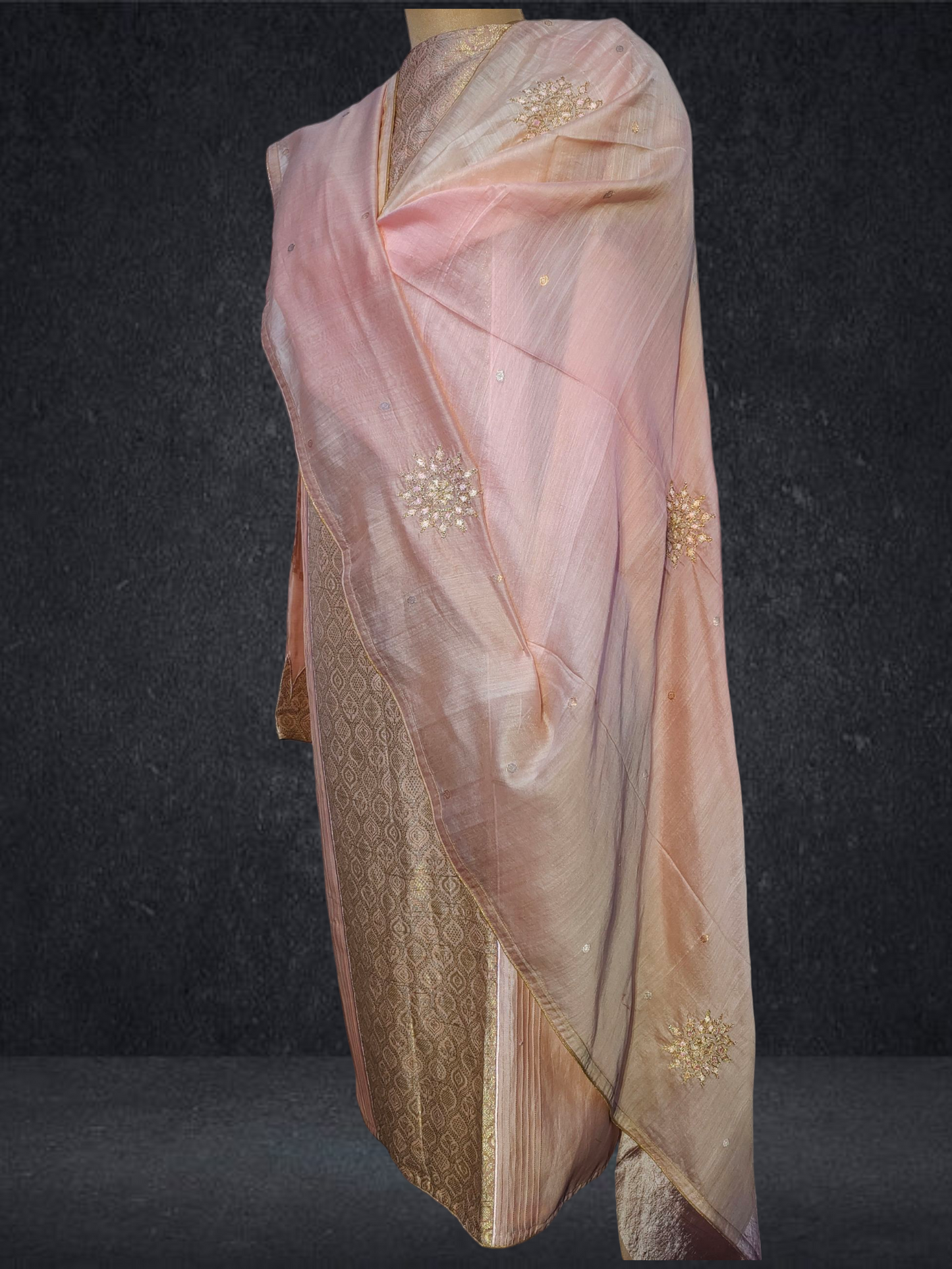 Semi Stitched Formal chanderi Suitset