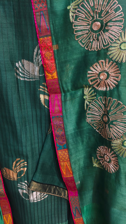 Semi Stitched Formal chanderi Suitset