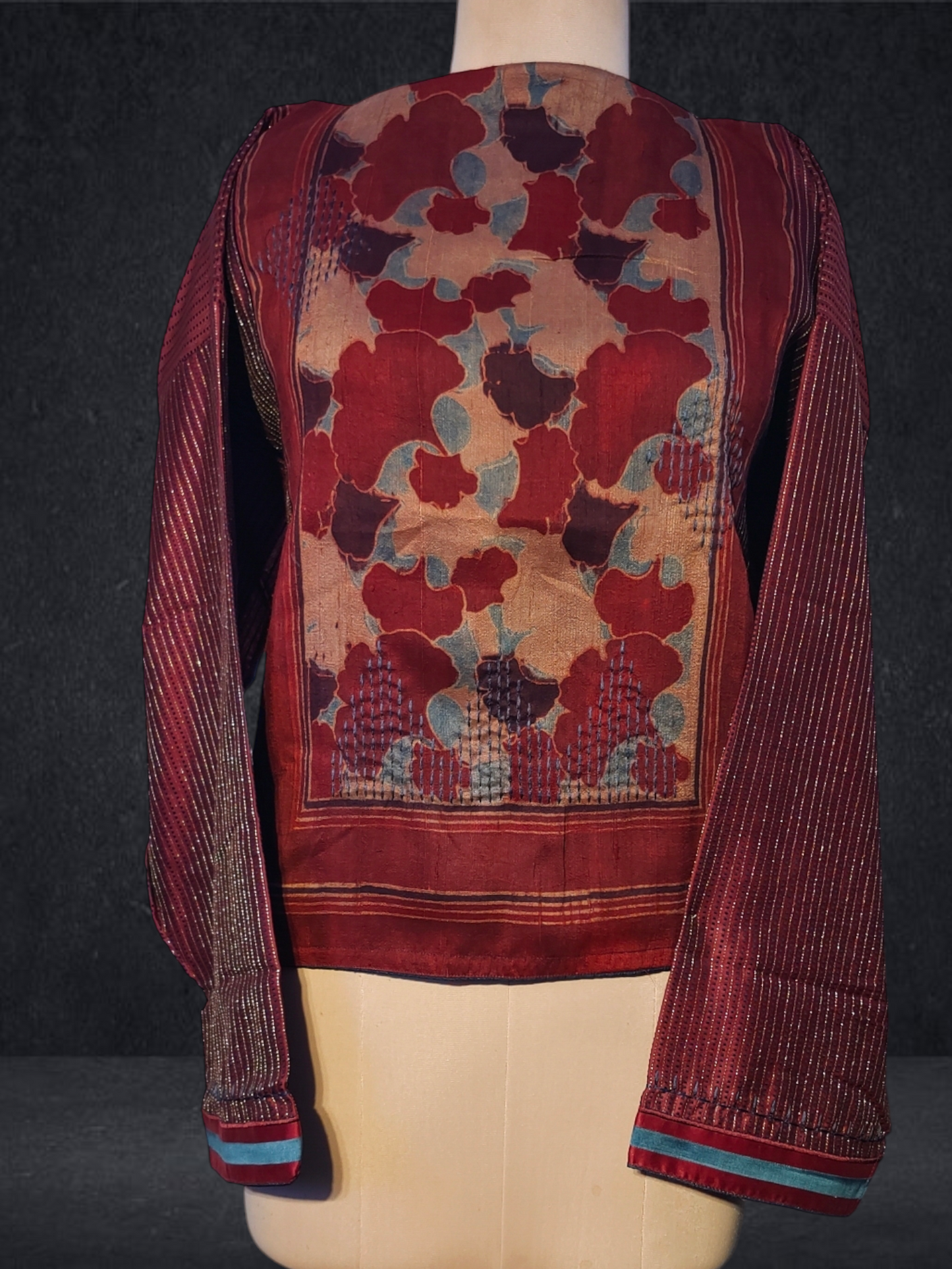 Semistitched Chanderi Formal Jacket With Ajrakh