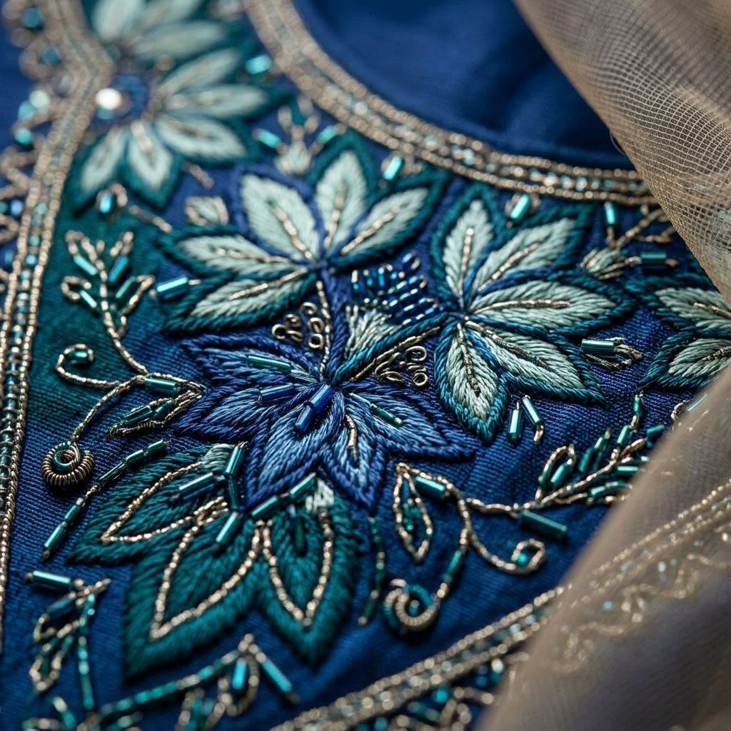 Customised Chanderi Embroidered set
