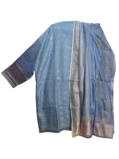 Semi Stitched Chanderi Formal Suitset