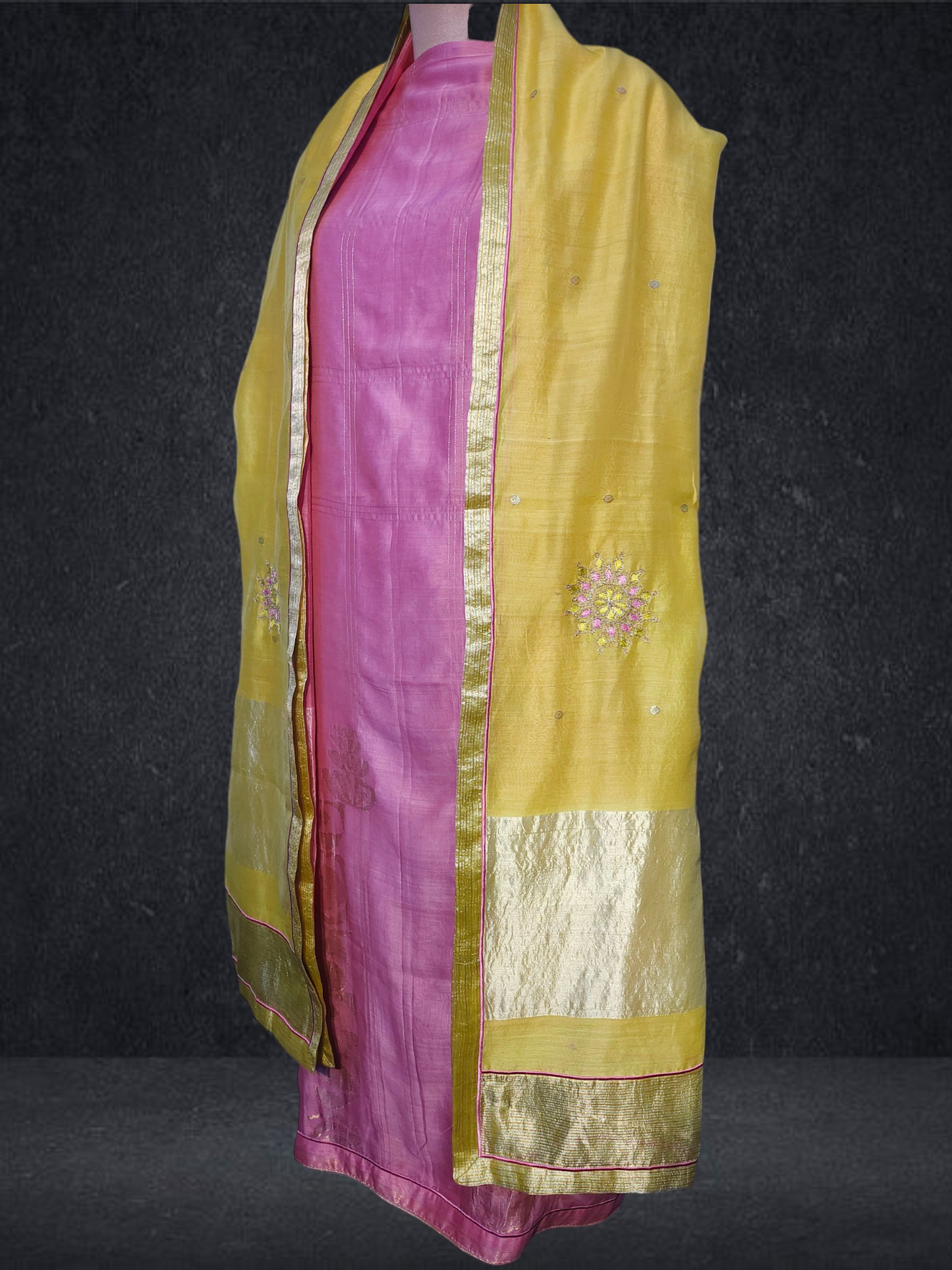 Semi Stitched Formal chanderi Suitset