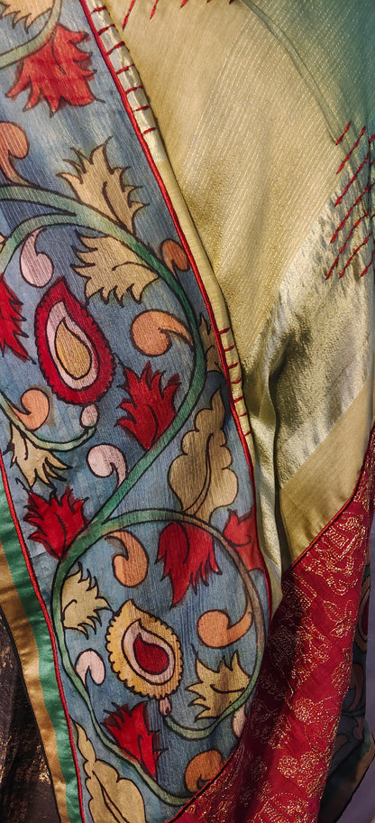 Semistitched Kurta Zari Woven With Kalamkari Dupatta Formal Suitset VISHAL KAPUR STUDIO