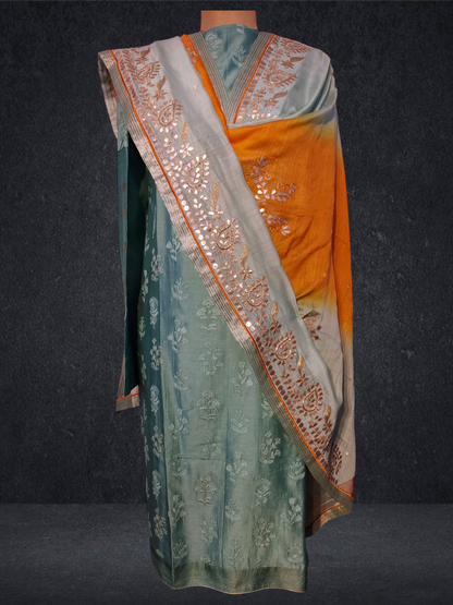 Semi Stitched Formal chanderi Suitset