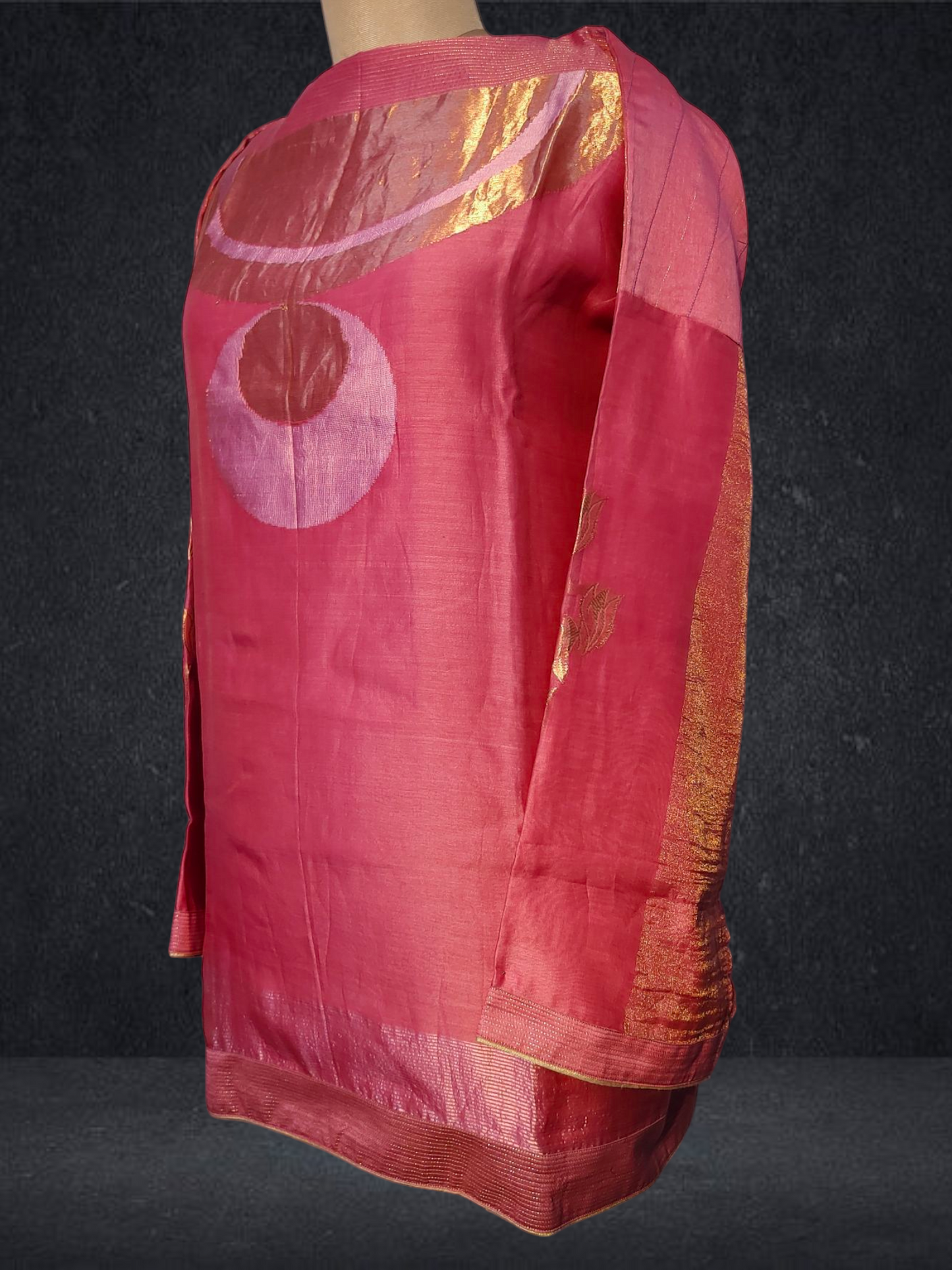 Semistitched Chanderi Zariwoven Short Tunic