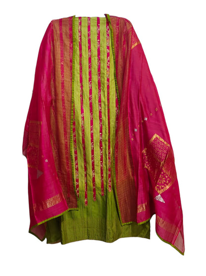 Semi Stitched Chanderi Formal Suitset