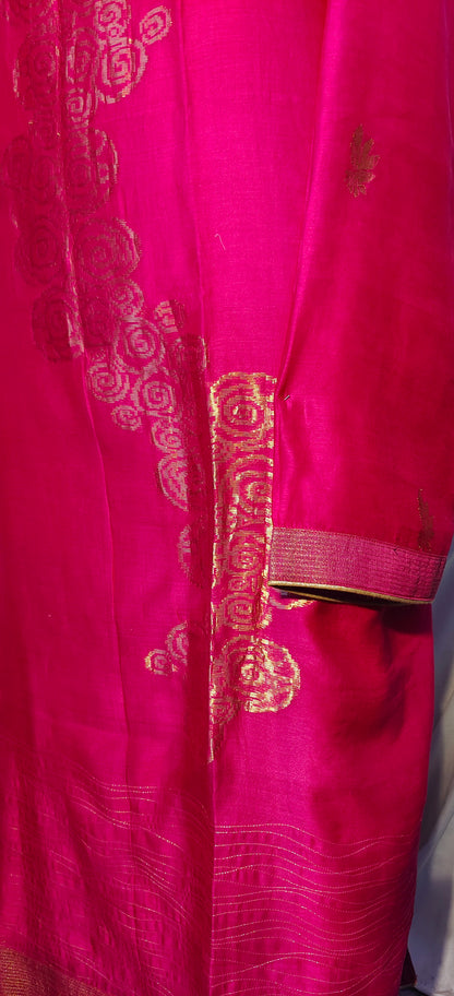 Semi Stitched Formal chanderi Suitset