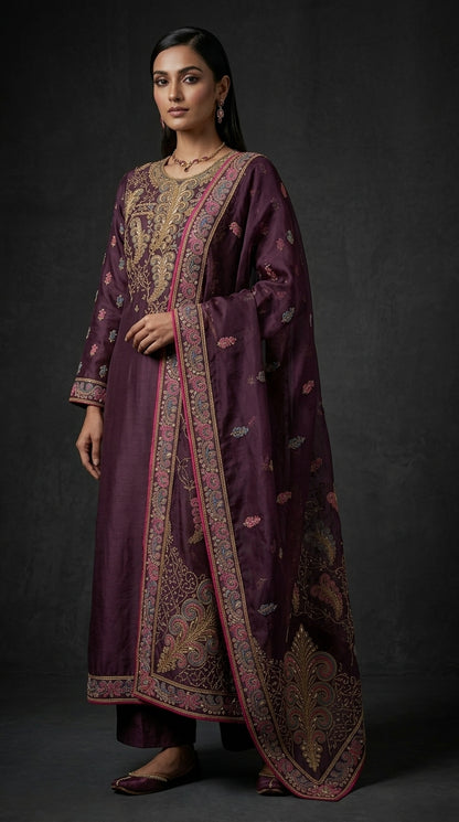 Customised Chanderi Embroidered set
