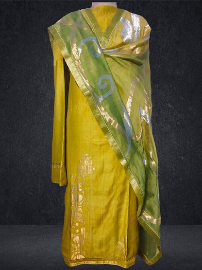 Semi Stitched Formal chanderi Suitset