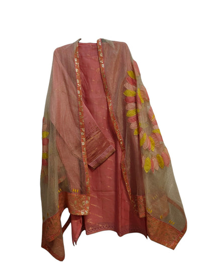 Semi Stitched Chanderi Formal Suitset