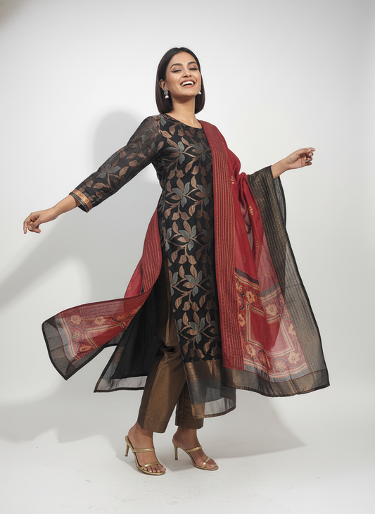Semi Stitched Formal Chanderi Suitset