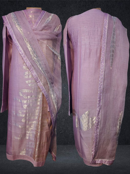 Semi Stitched Formal chanderi Suitset