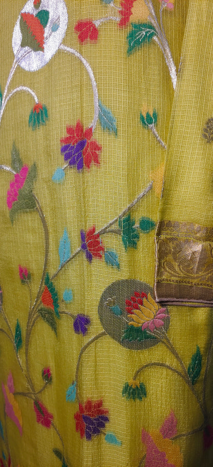 Semi Stitched Formal chanderi Kurta