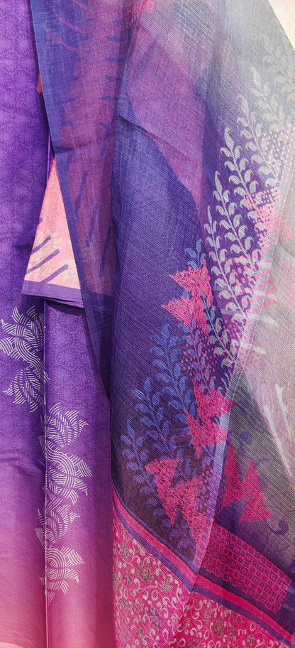 Semi Stitched Chanderi Casual Suitset