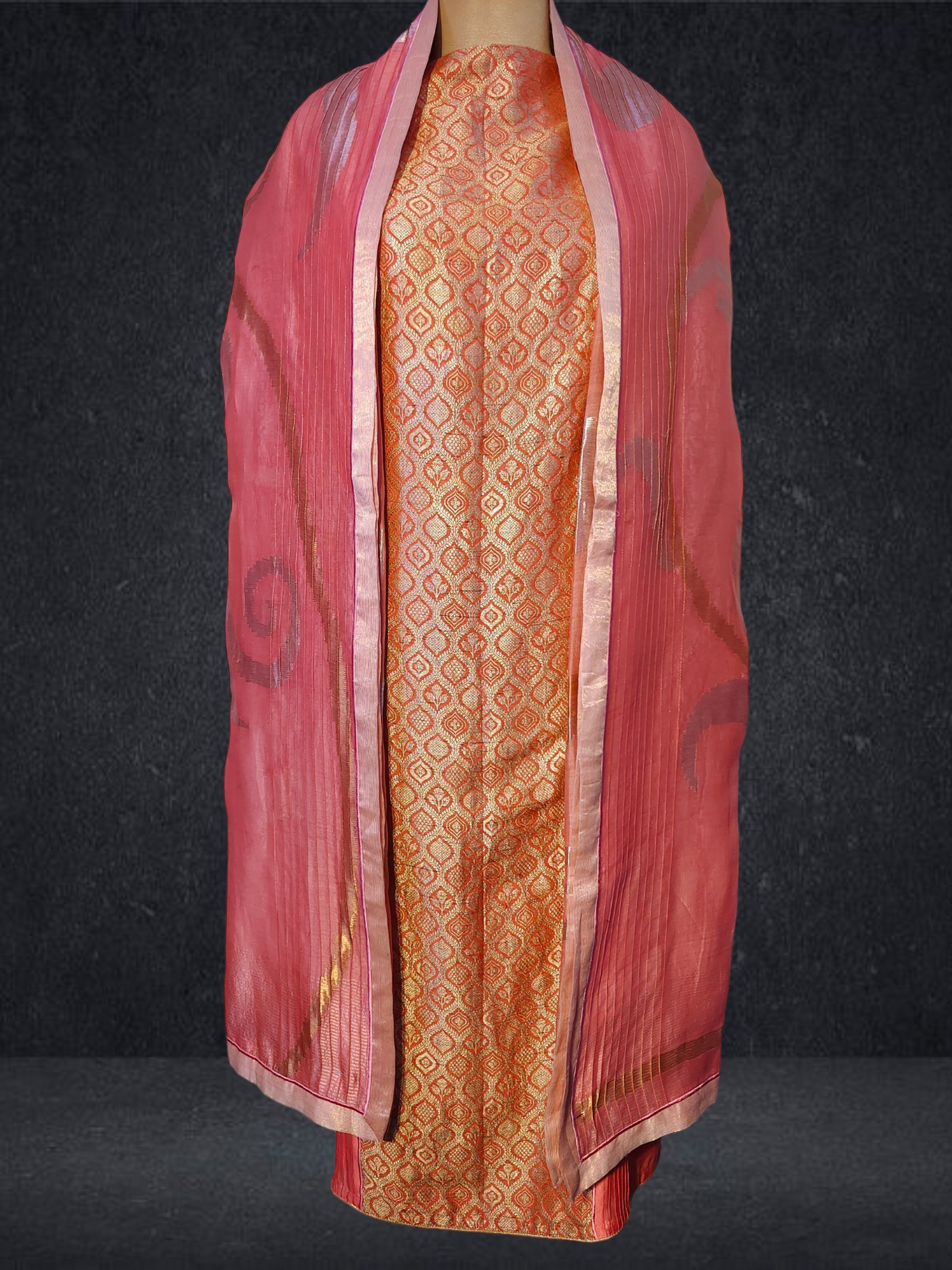 Semi Stitched Formal chanderi Suitset