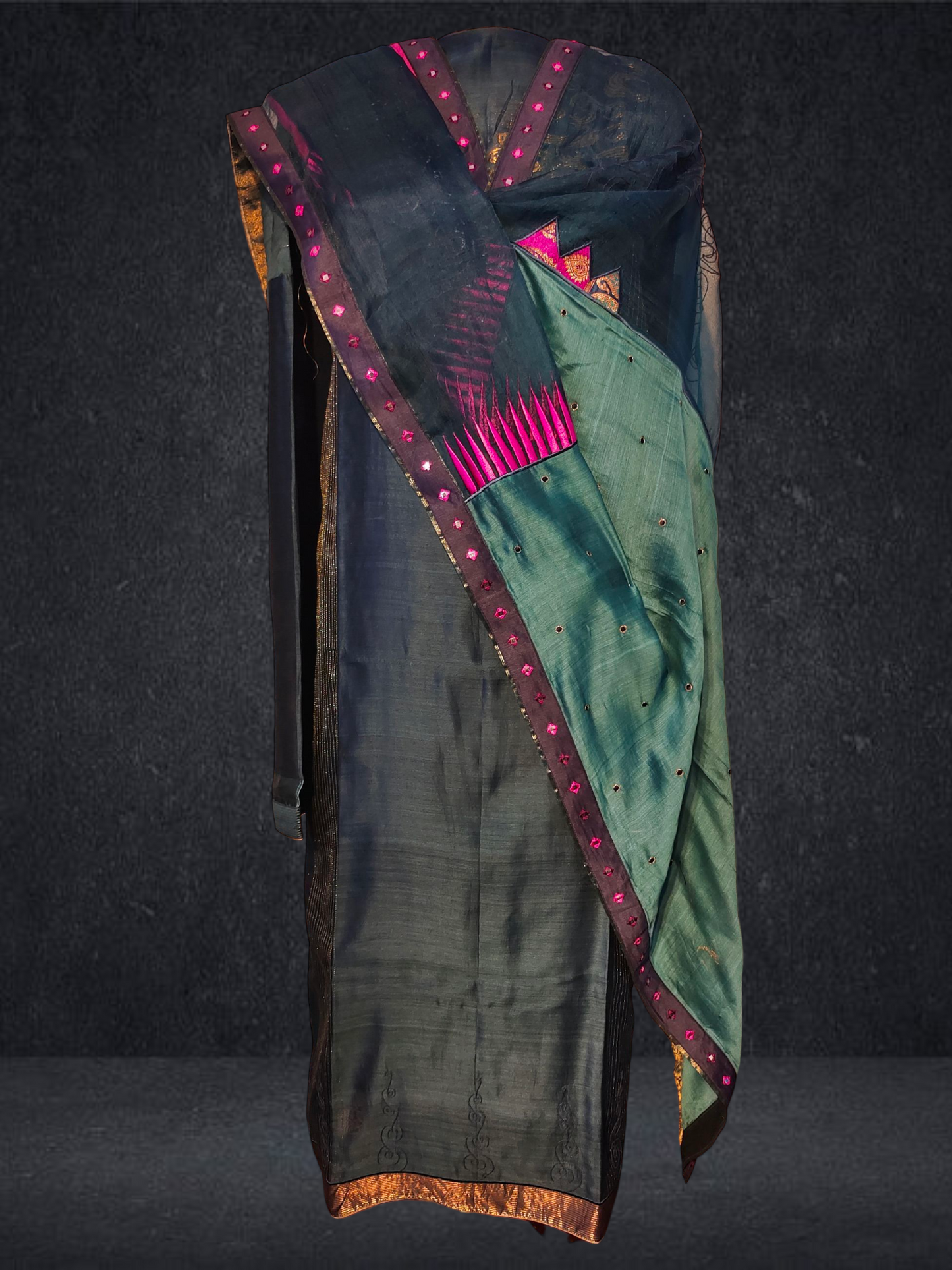 Semi Stitched Formal chanderi Suitset