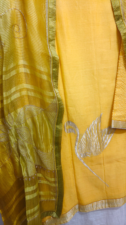 Semi Stitched Formal chanderi Suitset