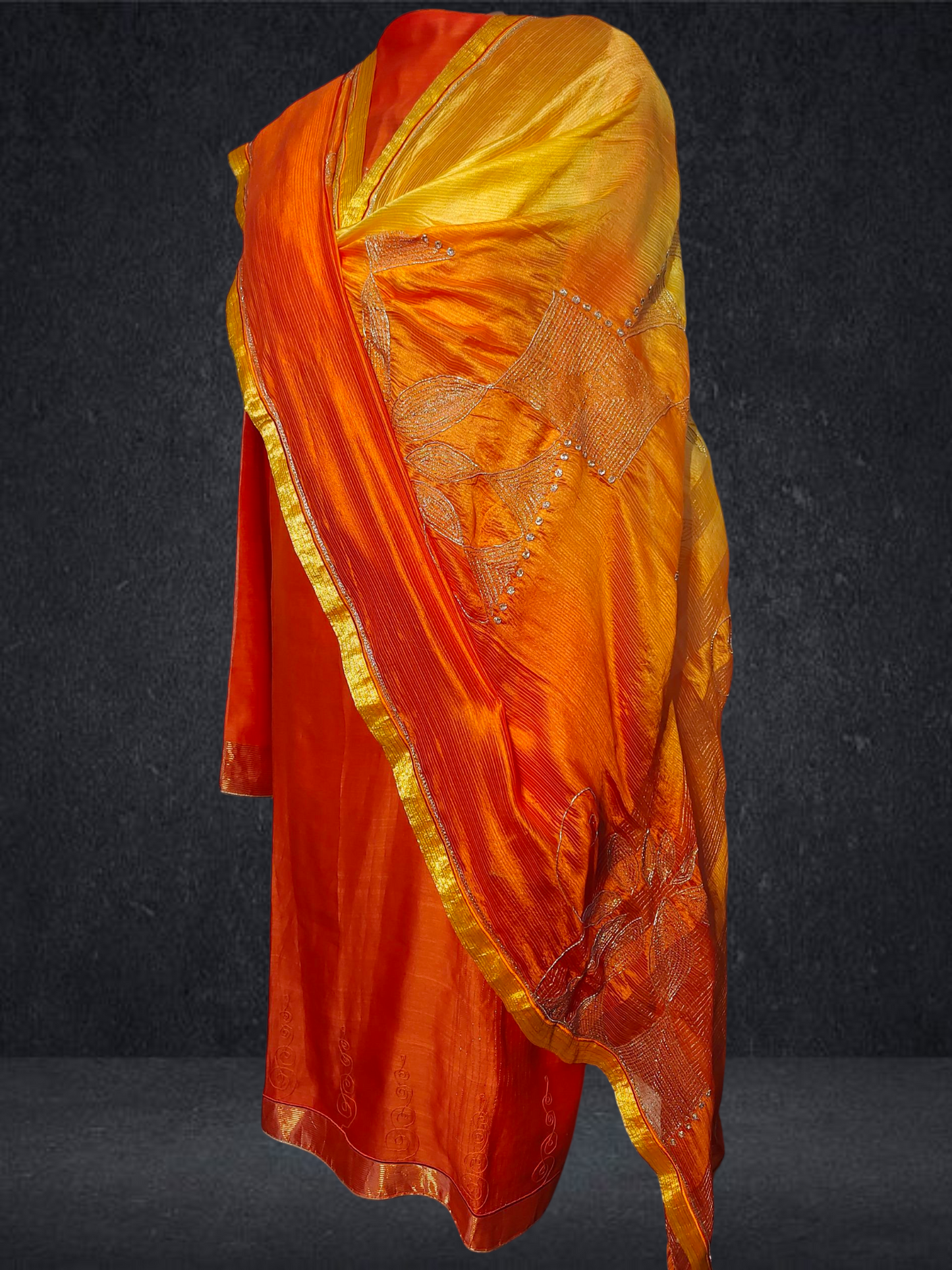 Semi Stitched Formal chanderi Suitset